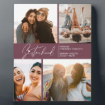 Modern Sisterhood Photo Collage Paars Fotoplaat<br><div class="desc">Geniet van een speciale foto-collage-keepname van je zussen of beste vrienden. Het voorzien van een typografie van de handtekeningsstijl met een hart op bovenkant en één of andere tekst voor u om aan te passen. Als u om het even welke doopvontgrootte, kleur enz. zou willen veranderen, klik op pas verder...</div>