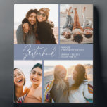 Modern Sisterhood Photo Collage Smoky Blue Fotoplaat<br><div class="desc">Geniet van een speciale foto-collage-keepname van je zussen of beste vrienden. Het voorzien van een typografie van de handtekeningsstijl met een hart op bovenkant en één of andere tekst voor u om aan te passen. Als u om het even welke doopvontgrootte, kleur enz. zou willen veranderen, klik op pas verder...</div>