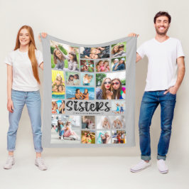 Modern SISTERS 19 Photo Collage Grijs Fleece Deken