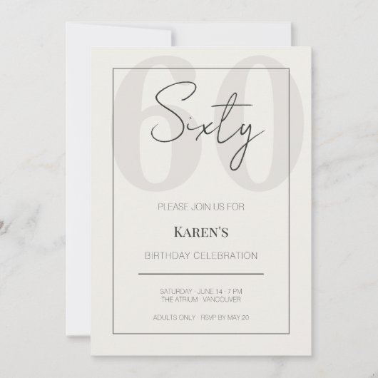 Modern Sixty 60th Birthday Celebration  Kaart (Voorkant)