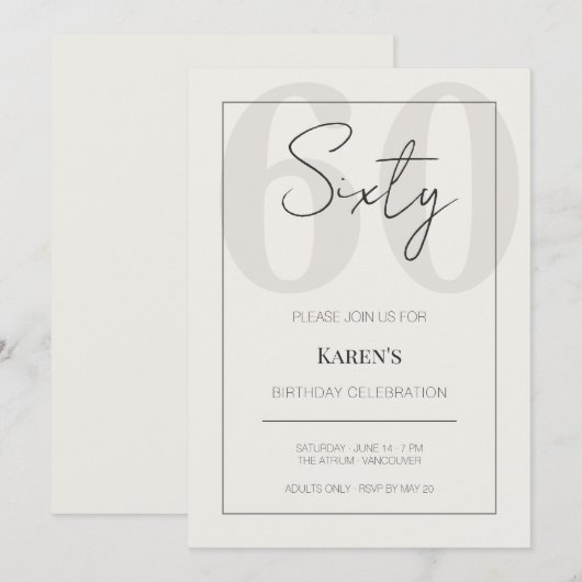Modern Sixty 60th Birthday Celebration Kaart (Voorkant / Achterkant)