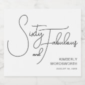 Modern Sixty and Fabulous 60th Birthday Party Sparkling Wijnetiket (Enkel label)