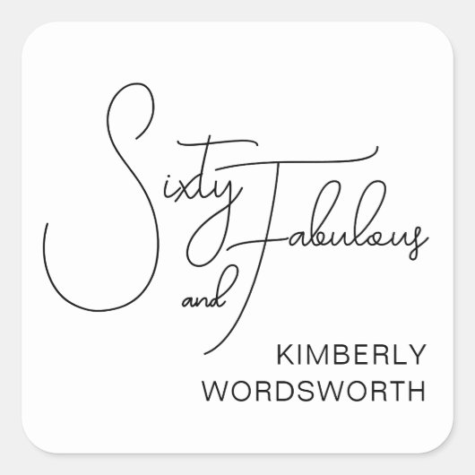 Modern Sixty and Fabulous 60th Birthday Party Vierkante Sticker (Voorkant)