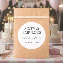 Modern Sixty and Fabulous Bold 60th Birthday Party Ronde Sticker