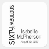 Modern Sixty and Fabulous Bold Birthday Party Vierkante Sticker (Voorkant)