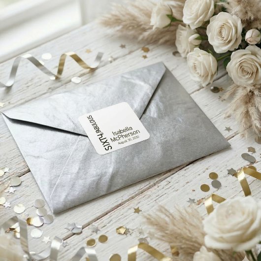 Modern Sixty and Fabulous Bold Birthday Party Vierkante Sticker