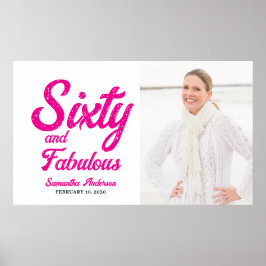 Modern Sixty and Fabulous Pink 60th Birthday Party Poster