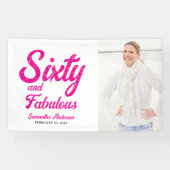 Modern Sixty and Fabulous Pink 60th Birthday Party Spandoek (Horizontaal)