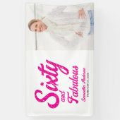 Modern Sixty and Fabulous Pink 60th Birthday Party Spandoek (Verticaal)