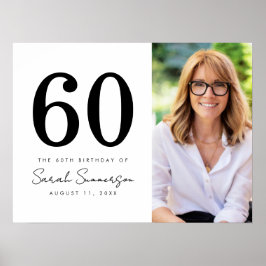 Modern Sixty Black White Photo 60th Birthday Poster