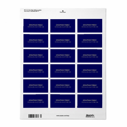 Modern Sjabloon Navy Blue Faux Gold Font Adres Etiket (Full Sheet)