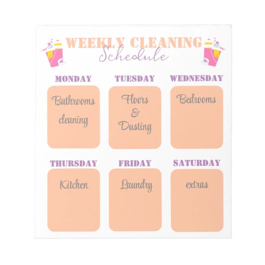 modern sjabloon voor wekelijkse schoonmaakschema c notitieblok (Voorkant)