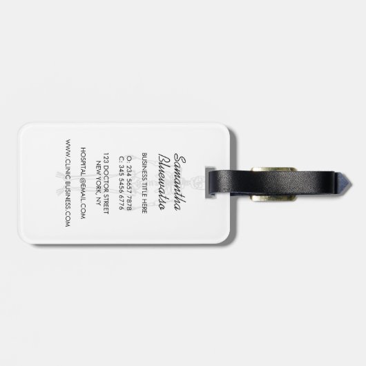 Modern skelet orthopedisch arts beeldhouwen bot bagagelabel (Achterkant horizontaal)