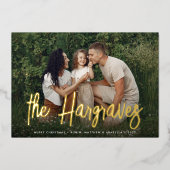 Modern Sketched Signature | Horizontale foto Folie Feestdagenkaart (Voorkant)