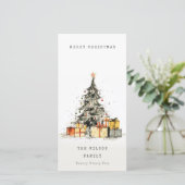 Modern Sketchy Christmas Tree Gifts Vakantie Kaart (Staand voorkant)