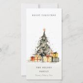 Modern Sketchy Christmas Tree Gifts Vakantie Kaart (Voorkant)