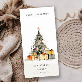 Modern Sketchy Christmas Tree Gifts Vakantie Kaart