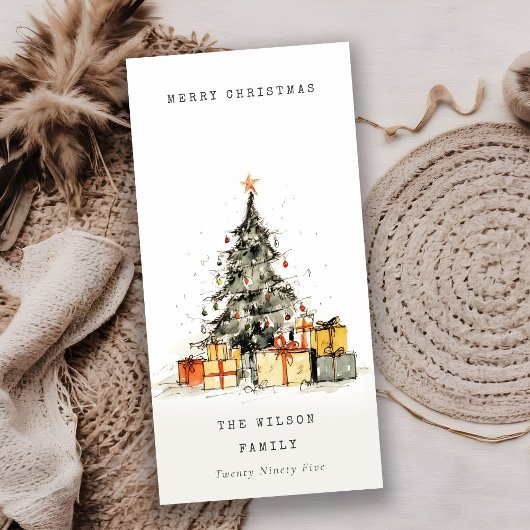 Modern Sketchy Christmas Tree Gifts Vakantie Kaart
