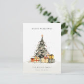 Modern Sketchy Christmas Tree Gifts Vakantie Kaart (Staand voorkant)
