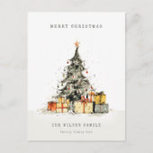 Modern Sketchy Christmas Tree Gifts Vakantie Kaart (Voorkant)