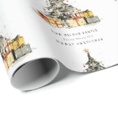 Modern Sketchy Christmas Tree Gifts Vakantie Kaart Cadeaupapier (Rol Hoek)