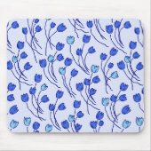 Modern Sketchy Tulips Pattern | Blue Delft Muismat (Voorkant)
