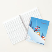 Modern Skiing Winter Ski Cartoon Persoonlijke naam Notitieboek (Binnen)