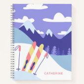 Modern Skiing Winter Ski Slopes Personalized Notitieboek (Voorkant)