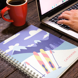 Modern Skiing Winter Ski Slopes Personalized Notitieboek