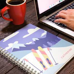Modern Skiing Winter Ski Slopes Personalized Notitieboek