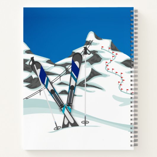 Modern Skiing Winter Ski Slopes Personalized Notitieboek (Achterkant)