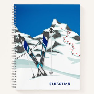 Modern Skiing Winter Ski Slopes Personalized Notitieboek