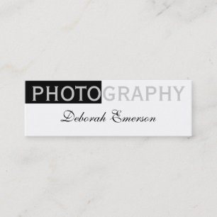 Modern Skinny White Black Script Visitekaartje