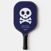 Modern Skull Botten Navy Blue Pickleball Team Paddle (Achterkant)