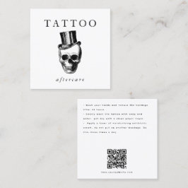 Modern Skull Tattoo Nazorg Instructies QR Code Vierkante Visitekaartje