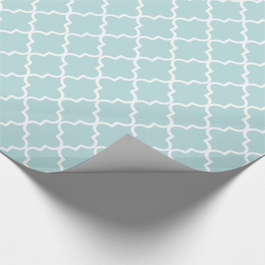 Modern Sky Blauw en Wit Marokkaanse Quatrefoil Cadeaupapier (Hoek)
