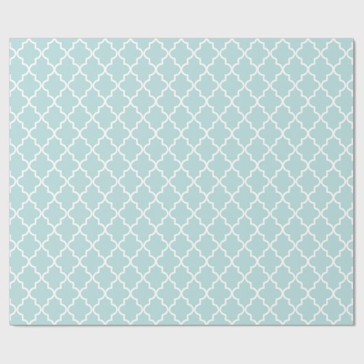 Modern Sky Blauw en Wit Marokkaanse Quatrefoil Cadeaupapier (Vlak)