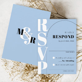 Modern Sky Blue Ampersand Arch Wedding RSVP Kaart