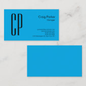 Modern Sky Blue Bold Monogram Professional Visitekaartje (Voorkant / Achterkant)