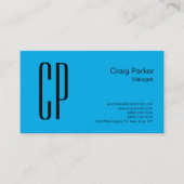 Modern Sky Blue Bold Monogram Professional Visitekaartje (Voorkant)
