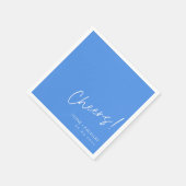 Modern Sky Blue Cheers bruiloft servetten met name (Hoek)