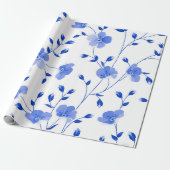 Modern Sky Blue Daisy Floral Cadeaupapier (Uitgerold)