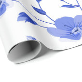 Modern Sky Blue Daisy Floral Cadeaupapier (Rol Hoek)