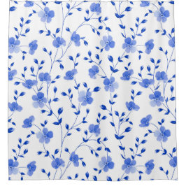 Modern Sky Blue Daisy Floral Douchegordijn