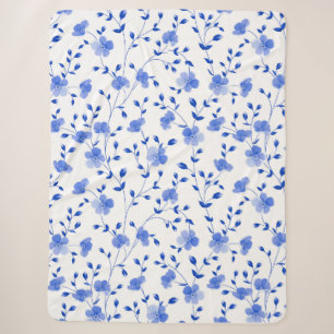 Modern Sky Blue Daisy Floral Sherpa Deken