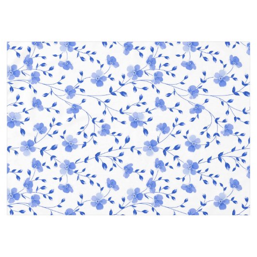 Modern Sky Blue Daisy Floral Tafelkleed (Voorkant (Horizontaal))