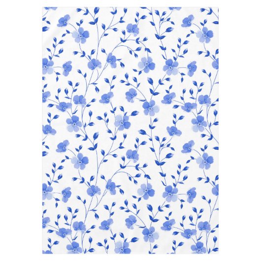 Modern Sky Blue Daisy Floral Tafelkleed (Voorkant)