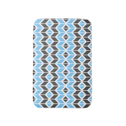 Modern Sky Blue Dark Gray Geometric Herringbone Badmat (Voorkant Verticaal)