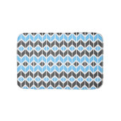 Modern Sky Blue Dark Gray Geometric Herringbone Badmat (Voorkant)