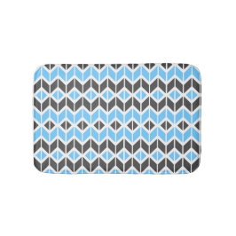 Modern Sky Blue Dark Gray Geometric Herringbone Badmat